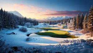 Snowy golf course